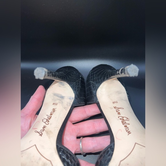 Sam Edelman Black Croc-Patterned Heels - Picture 6 of 7